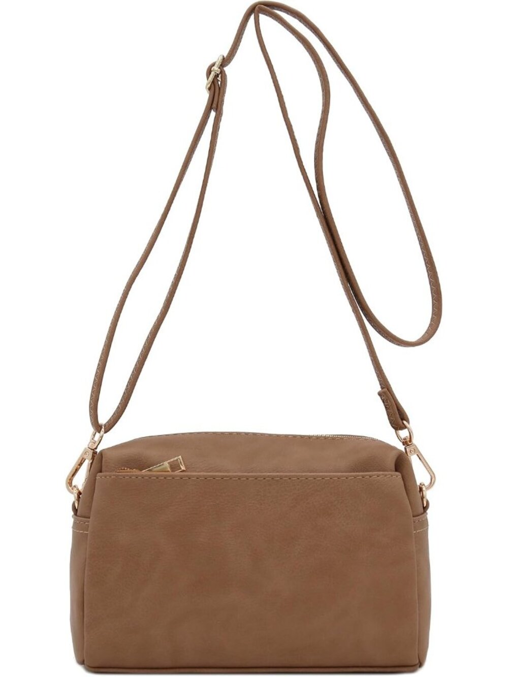 Womens Stone Triple ZIP Small Lightweight Shoulder Purse Crossbody Bag